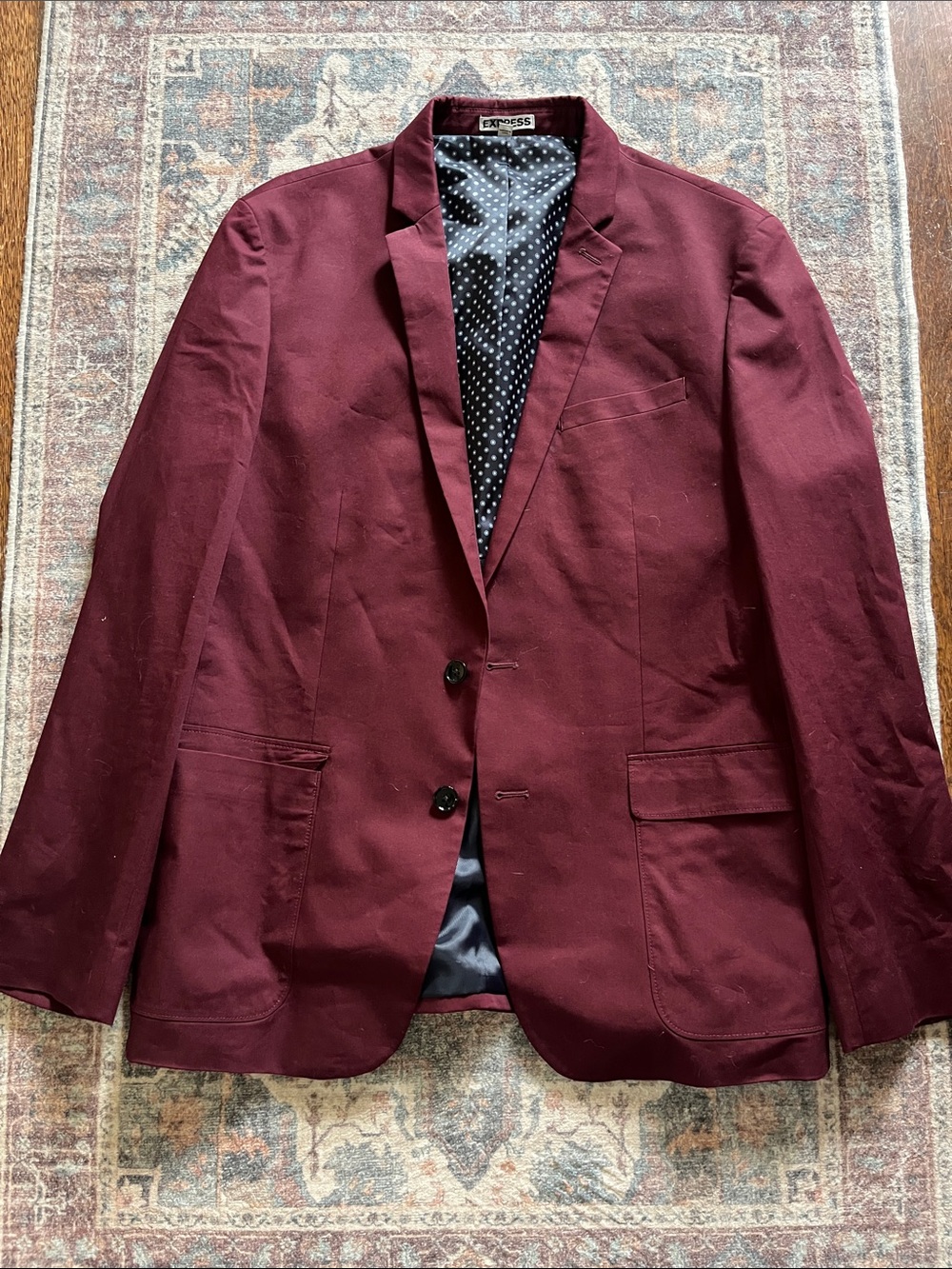 Express Men's Wine Burgundy Two-Button Blazer